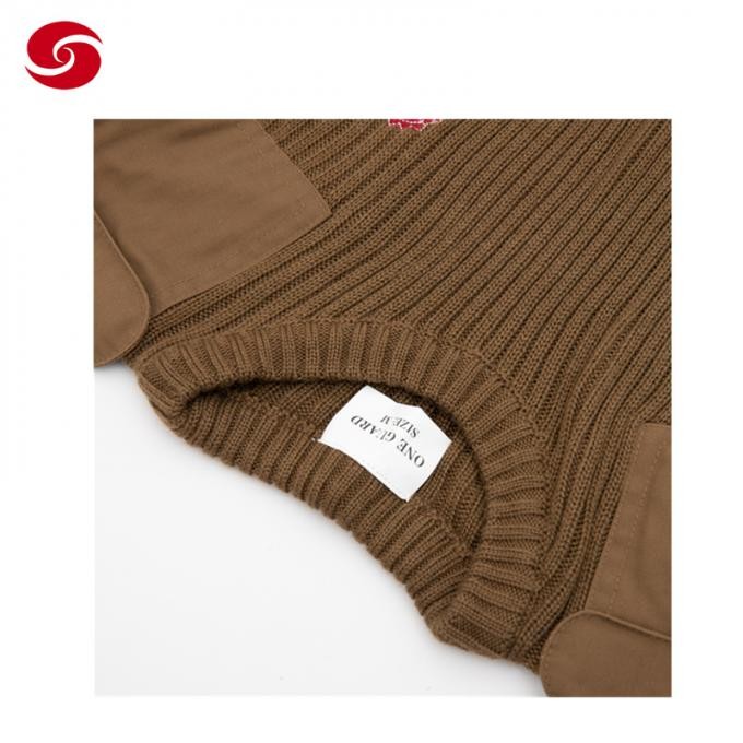 Embroidery Logo Africa Military Wool Khaki Pullover