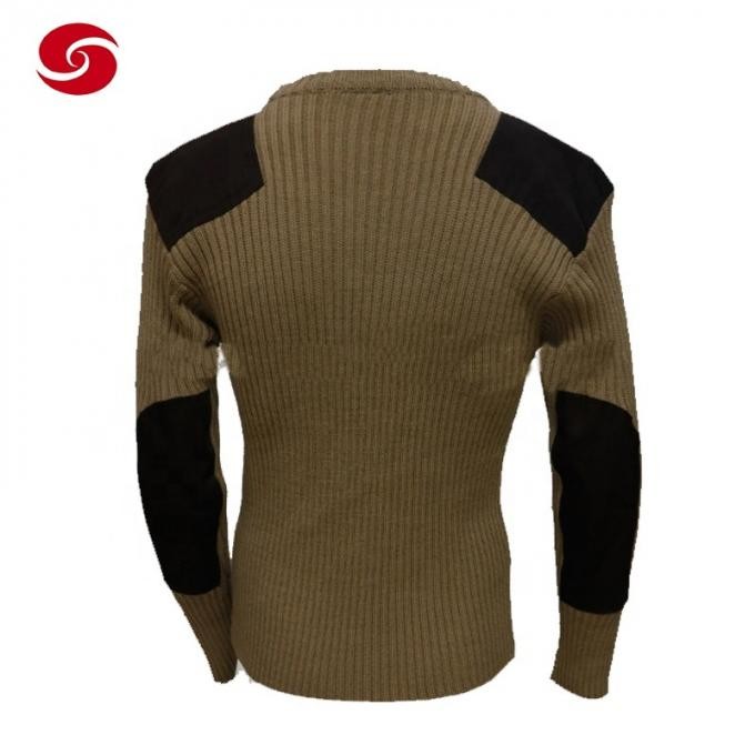 Police Security Guard Round Neck Woollen Sweater with Embroidery Logo