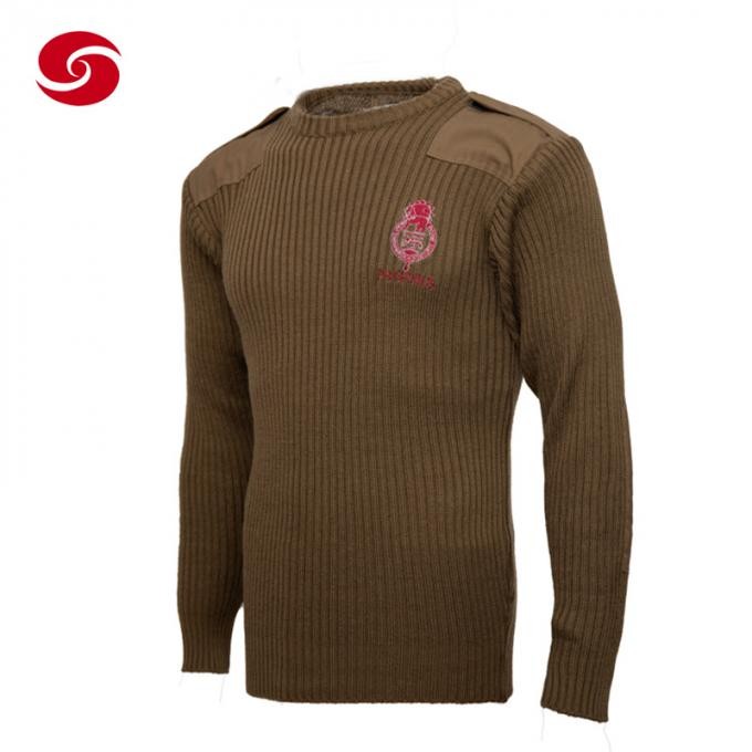 Africa Military Wool Khaki Pullover with Embroidery Logo