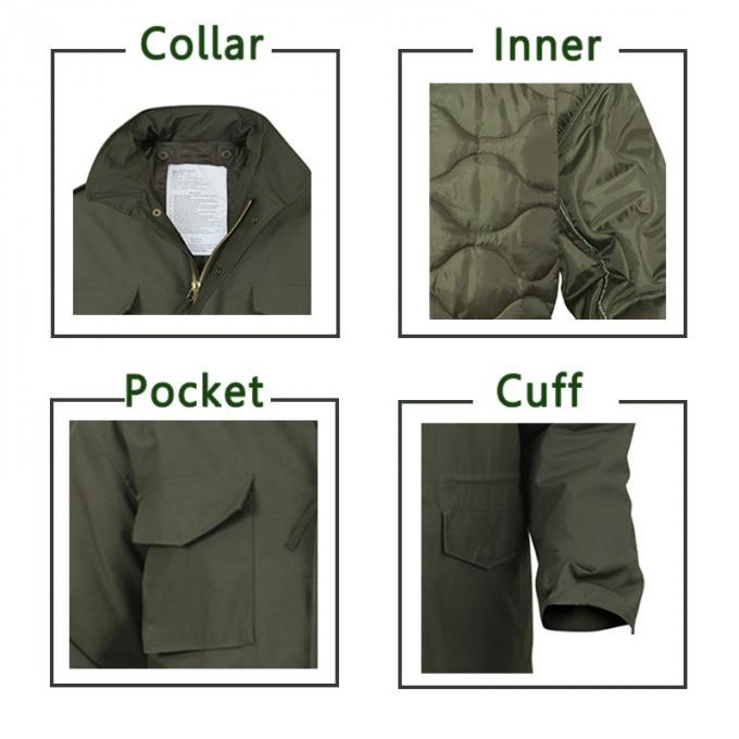 Winter Army Olive Green Quilted Military M65 Field Jacket