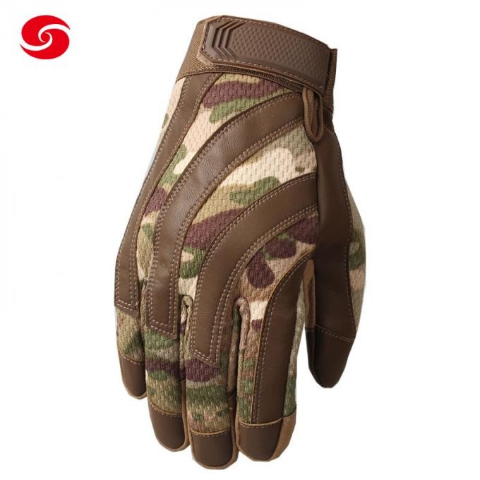 Camouflage Nylon Leather Protection Outdoor Gloves for Tactical