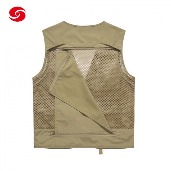 Custom Khaki Color Multi-Pockets Fishing Vest Hunting Military Vest