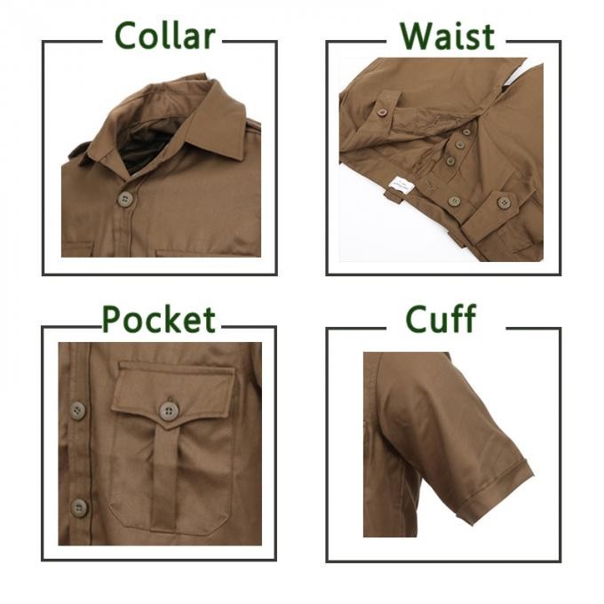 Summer Brown Short Sleeve Police Officer Bush Shirt Combat Uniform