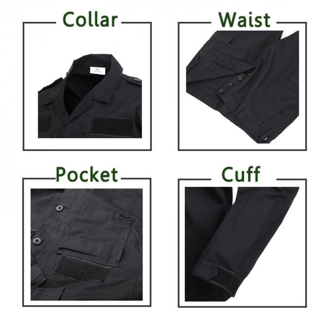 Long Sleeve Black Police Security Guard Uniform Shirt