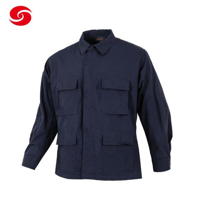 Navy Blue Polyester Cotton Ripstop Combat Military Tactical Army Combat Uniform Bdu Coat