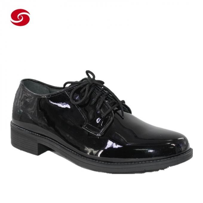 Black Hot Sale High Gloss Leather Officer Shoes for Military