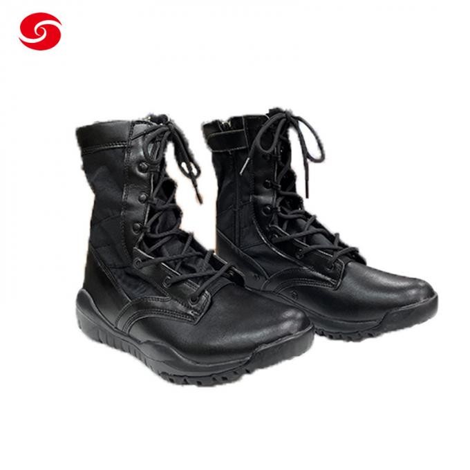 Black Color Leather Outdoor Military Army Police Walking Hunting Men Combat Tactical Boots