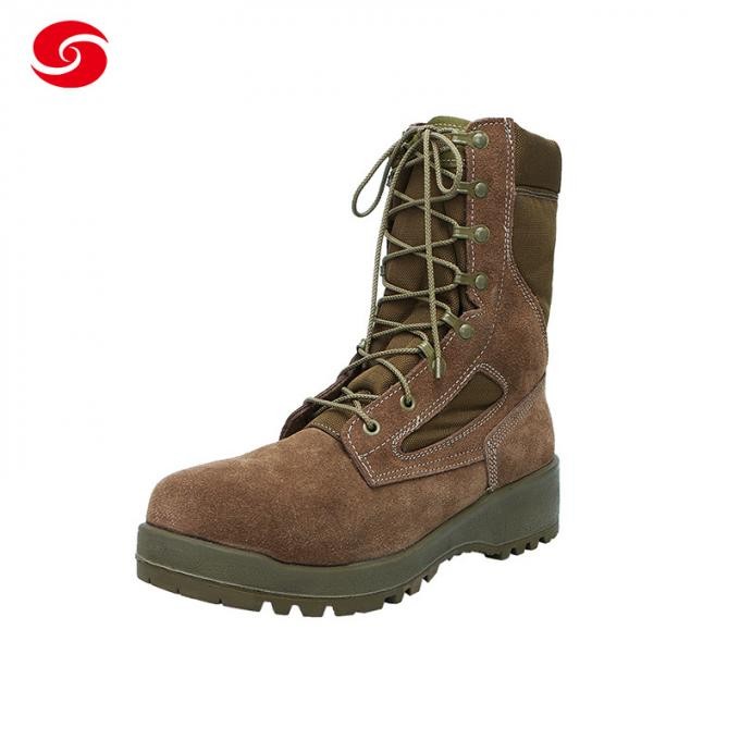 Military Army Classic Dark Color Cowhide Leather Polyester / Nylon Combat Boots