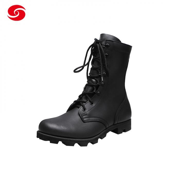 Molding High Boot Military Black Leather Rubber Outsole Boot
