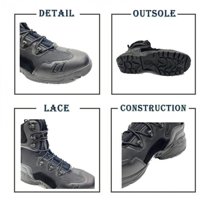 Black Military Tactical Combat Leather Oxford Fabric Tactical Police Boots