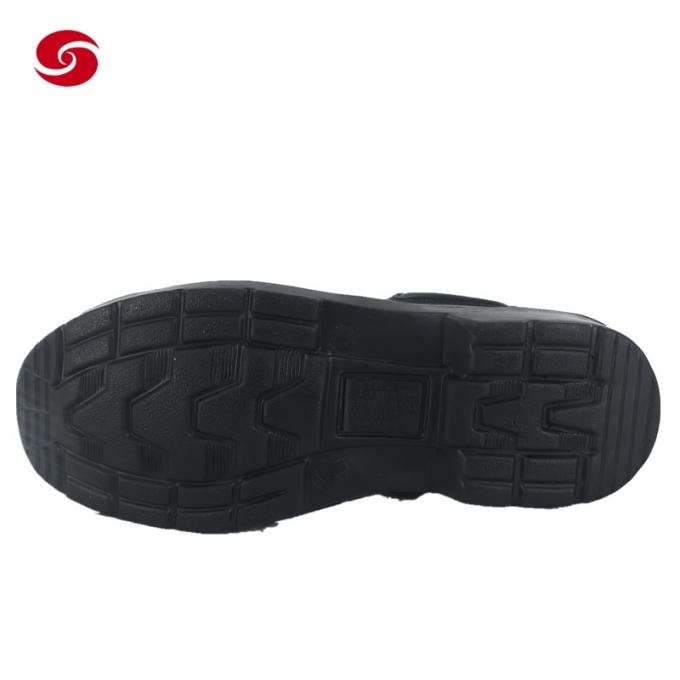 Black Steel Toe Plate PU Leather Functional Work Anti Slip Labor Safety Shoes