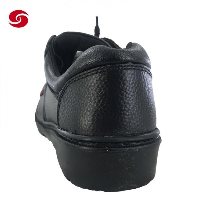 Black Steel Toe Plate PU Leather Functional Work Anti Slip Labor Safety Shoes