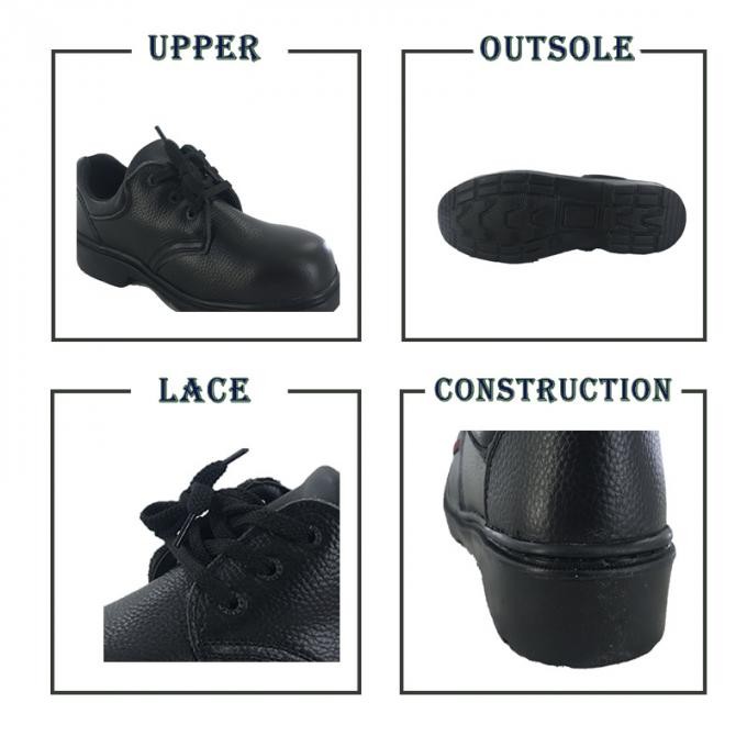 Black Steel Toe Plate PU Leather Functional Work Anti Slip Labor Safety Shoes