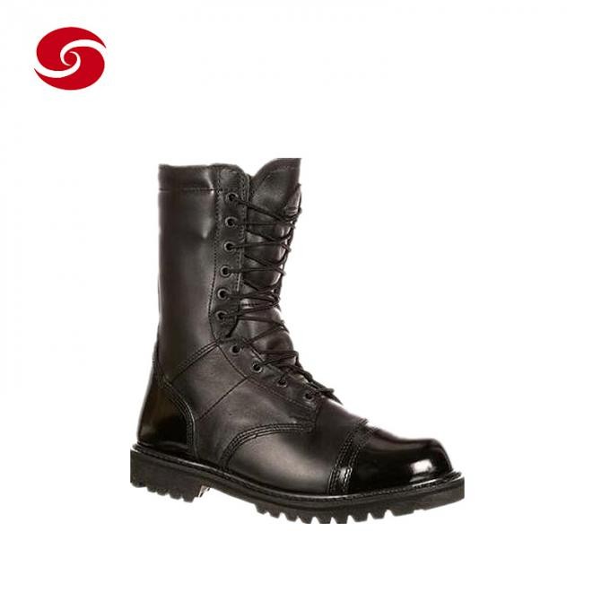 Black Full Leather Military Police Duty Boots for Man