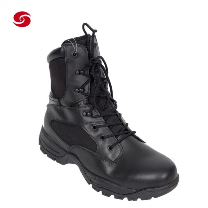 Black Cow Geunine Leather Tactical Boots/Police Boots/Army Boots/Combat Boots/Men Shoes Boots/Solider Boots