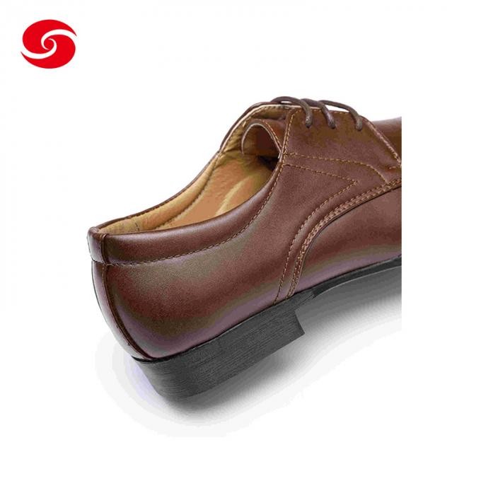 Military Used Split Leather Upper Rubber Outsole Dark Brown Officer Shoes