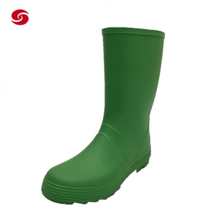 Green Custom Logo Duty Rain PVC Men Safety Steel Toe Working Rubber Gum Boots