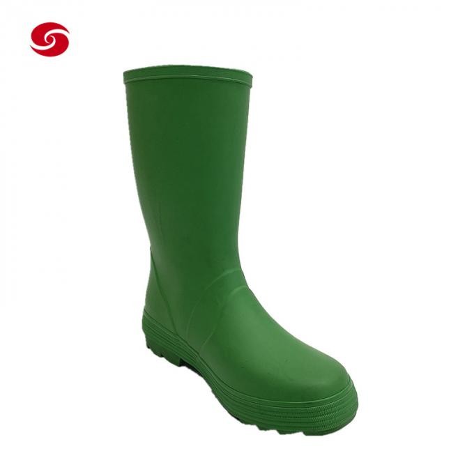 Green Custom Logo Duty Rain PVC Men Safety Steel Toe Working Rubber Gum Boots