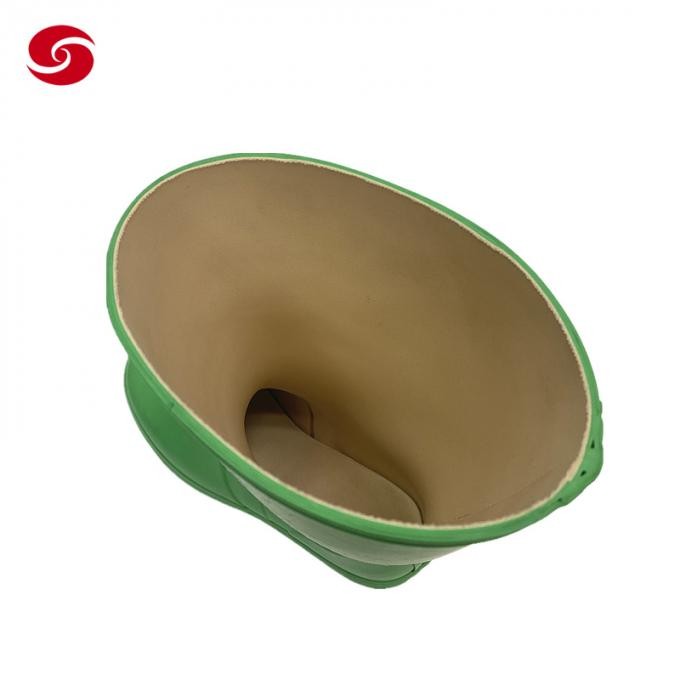 Green Custom Logo Duty Rain PVC Men Safety Steel Toe Working Rubber Gum Boots