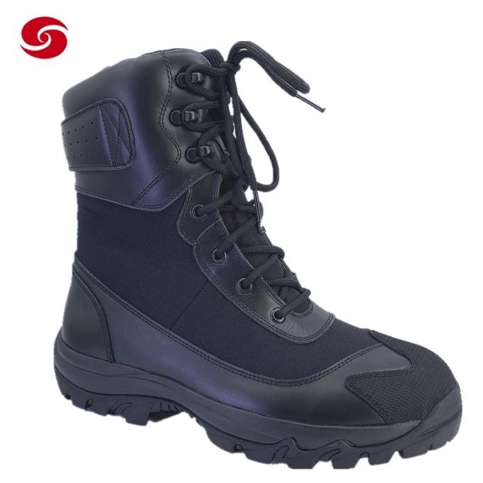 Black Leather Combat Tactical Military Army Police Outdoor Travel Training Boots