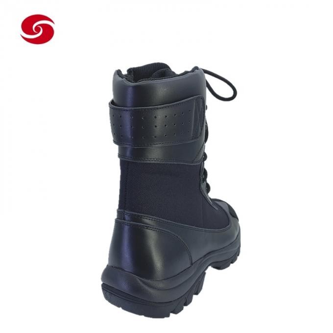 Black Leather Combat Tactical Military Army Police Outdoor Travel Training Boots