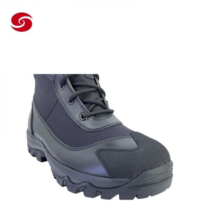 Black Leather Combat Tactical Military Army Police Outdoor Travel Training Boots