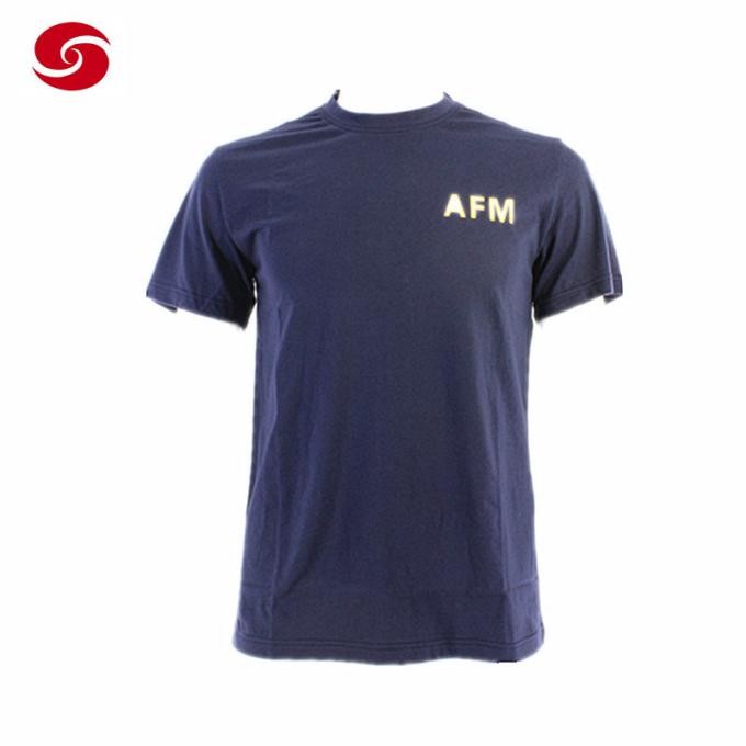Afm Military Blue O-Neck Training T Shirt for Man