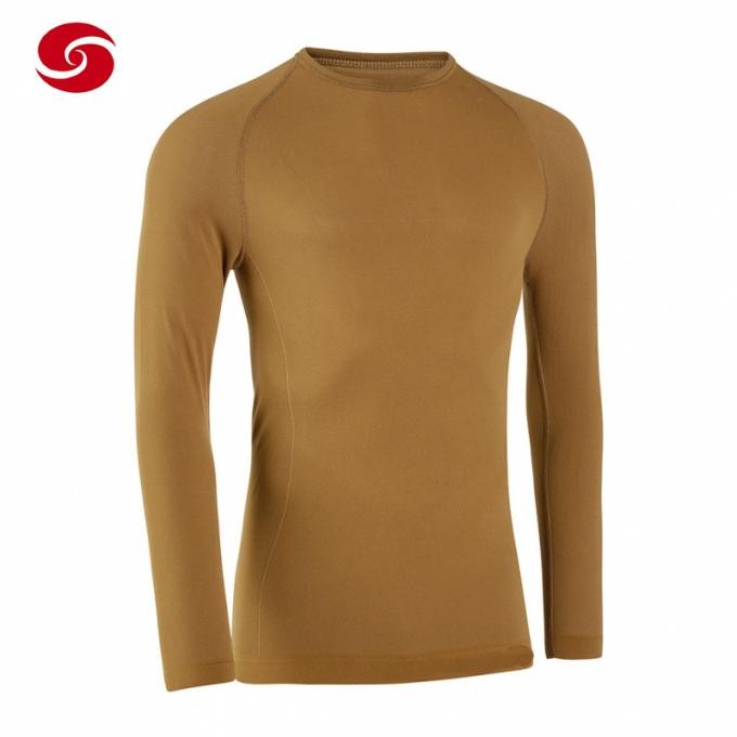 Long Sleeve Brown Breathable Round Neck Shirt for Man