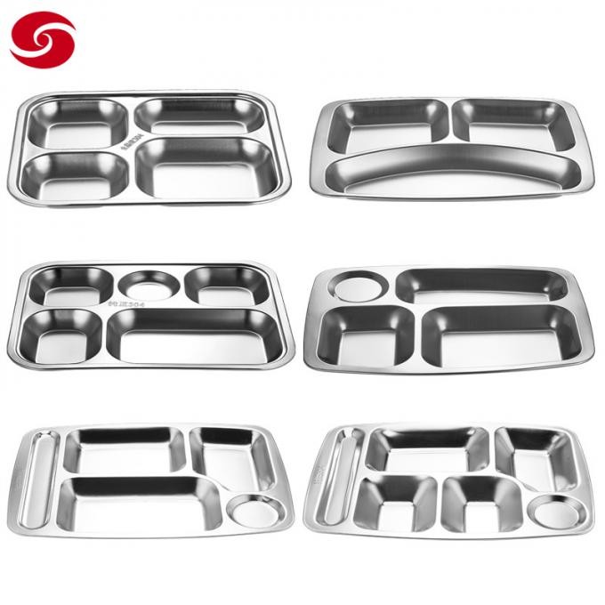 Stainless Steel Food Tray Rectangular Dinner Plate or Snack Serving Tray