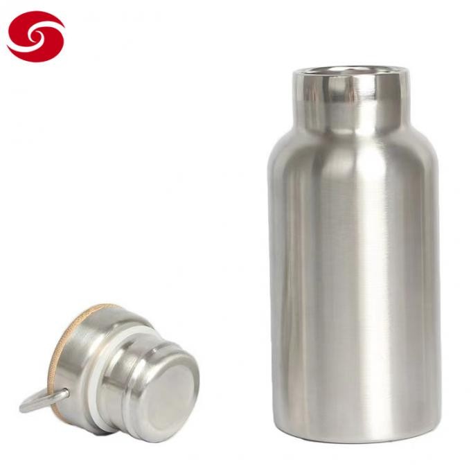 Stainless Steel Metal Water Bottle with Bamboo Lid Lunch Box Set