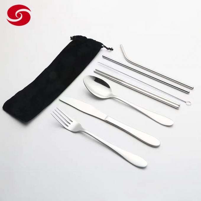Customized Silver Stainless Steel Cutlery Set Smooth Portable