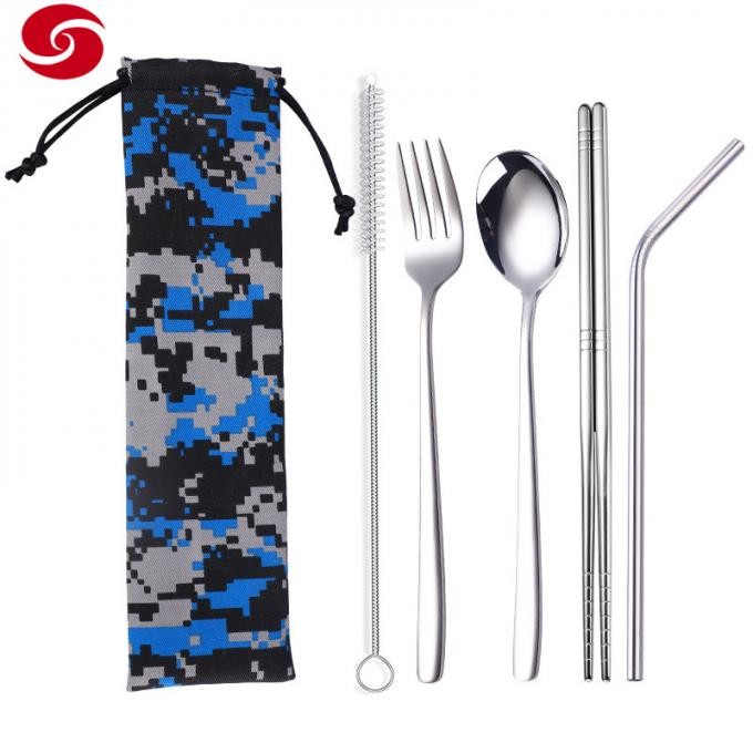 Dinnerware Stainless Steel Mirror Polishing Cutlery with Fork and Straw