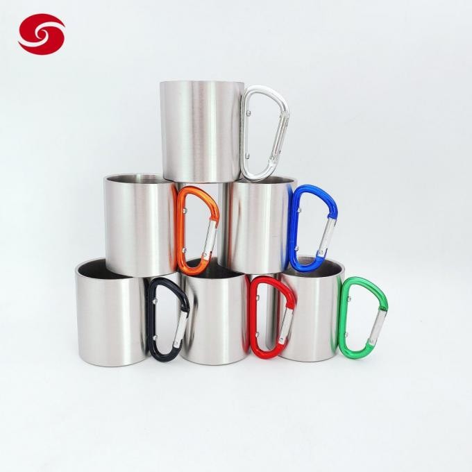 Double Insulated 304 Stainless Steel Mug with D-Ring Carabiner Hook