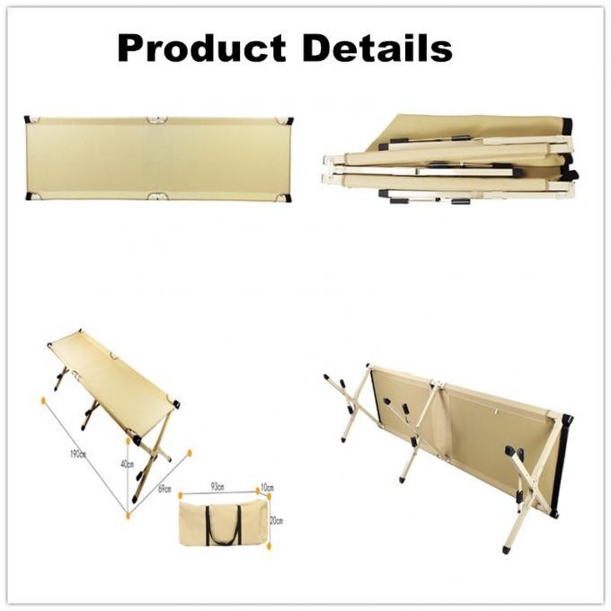 Single Steel Frame Adjustable Folding Military Army Outdoor Camping Bed