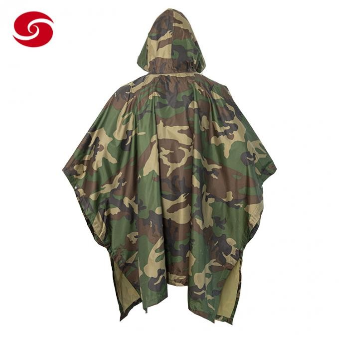 Military Woodland Camouflage Waterproof Poncho Nylon Raincoat