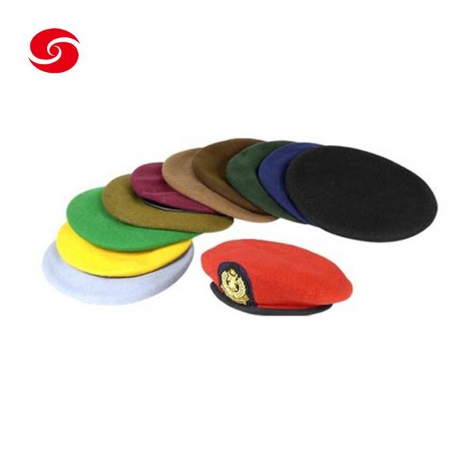 Wool & Polyester Military Army Beret with PU Leather Binding