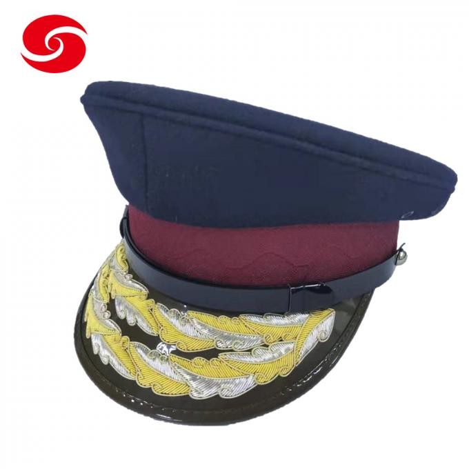 Africa High Rank Wool Black Officer Police Peak General Cap