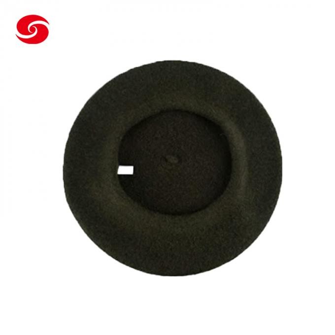Man Embroidered Custom Logo Unisex Olive Green Wool French Beret