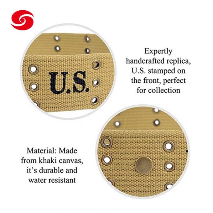 Olive Green Sri Lanka Tender 1958 Army Cotton Belt Military Belt with Brass Buckle