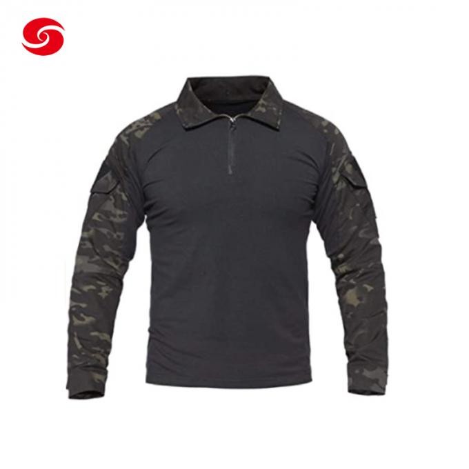 Tactical Military Assaults Combat Shirt Long Sleeve Slim Fit Camo T Shirt with 1/4 Zipper