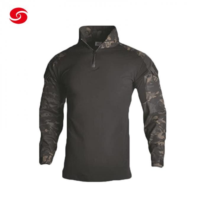Tactical Military Assaults Combat Shirt Long Sleeve Slim Fit Camo T Shirt with 1/4 Zipper