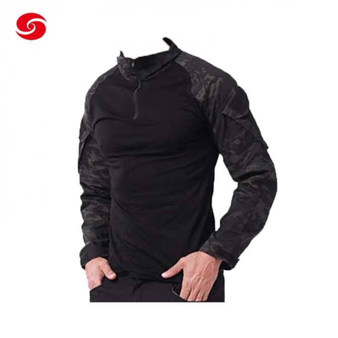 Tactical Military Assaults Combat Shirt Long Sleeve Slim Fit Camo T Shirt with 1/4 Zipper